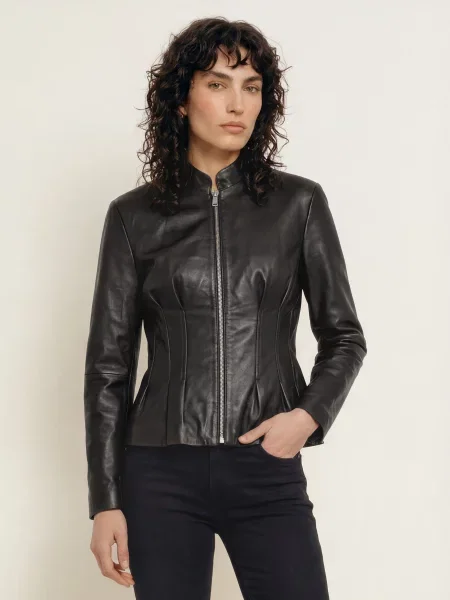 Allsaints Kožená Bunda Clo černá