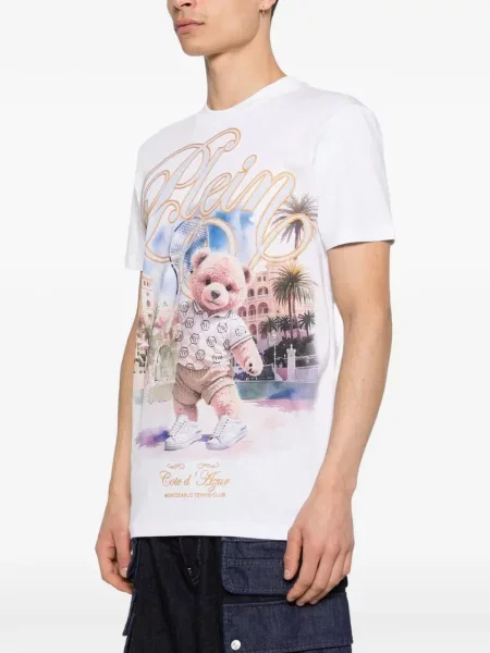 Tricou Philipp Plein cu imagine teddy alb