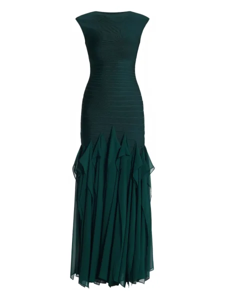 Рокля Hervé Léger с волани зелено