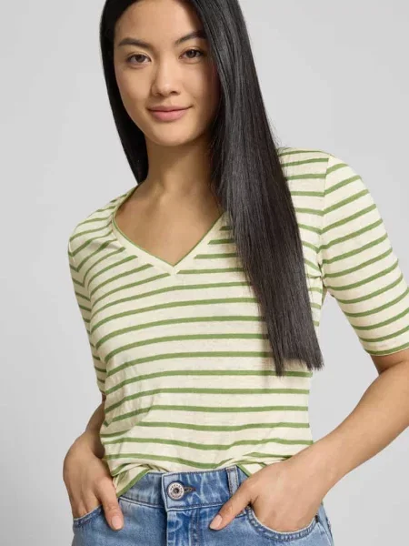 T-shirt z dekoltem w serek model ‘OPZIONE’ Weekend Max Mara niebieska