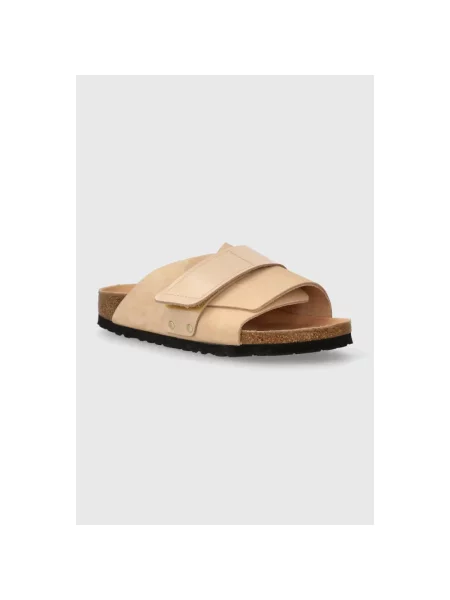 Birkenstock klapki skórzane Kyoto beżowy