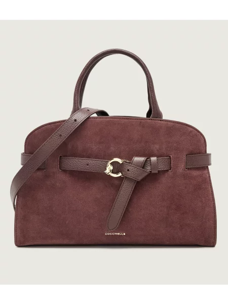 Rucsac Coccinelle din piele de căprioară roșu