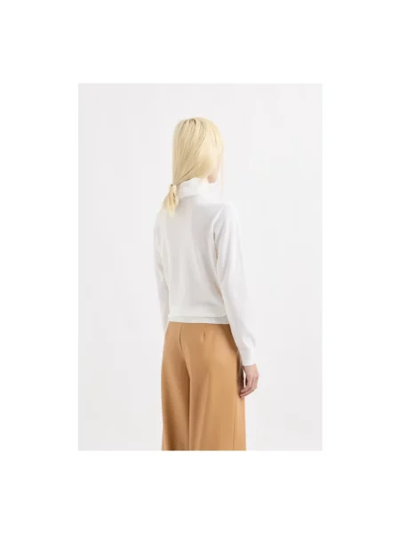 Sweter z golfem Armani Exchange wełniany z logo do golfa biały