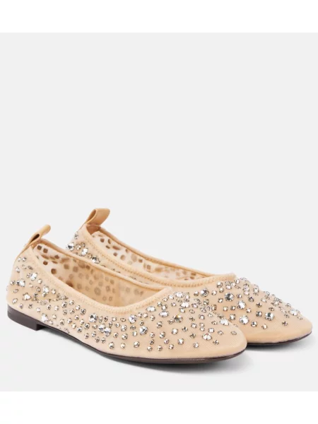 Balerini Tory Burch plasă de cristal alb