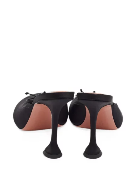 Papuci tip mules Amina Muaddi cu funde negru