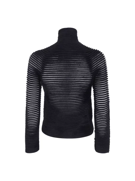 Lniany sweter z golfem Giorgio Armani czarny