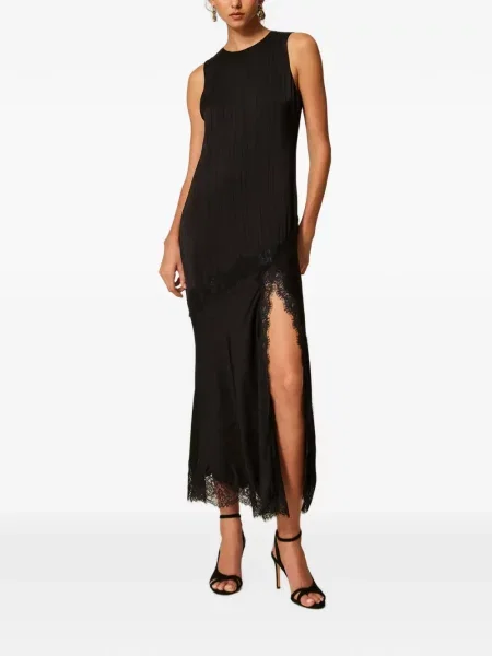 Lung rochie Twinset din satin negru