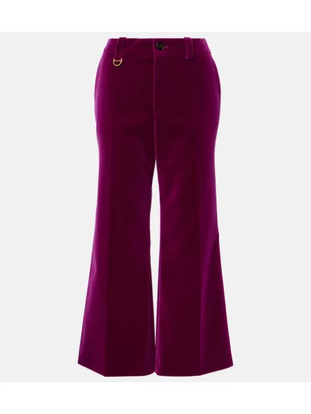 Cropp pantaloni Chloé de catifea violet