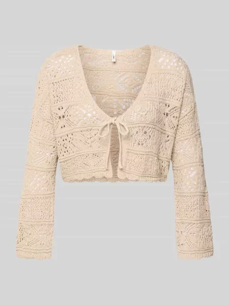 Dzianinowy krótki kardigan Only beżowy