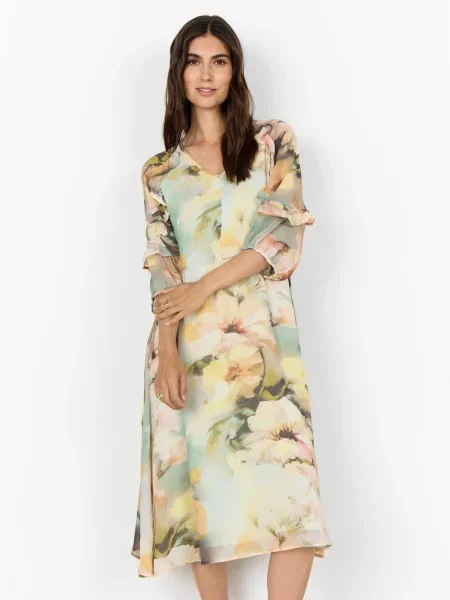 Soyaconcept Rochie Carmen 2 / oliv / verde pastel / roz pastel galben