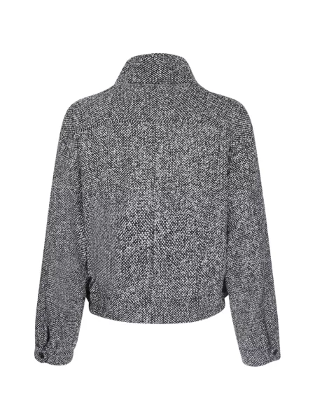 Geacă Emporio Armani de lână cu model herringbone negru