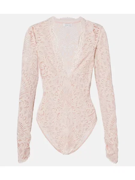 Body Alexandra Miro transparente din dantelă roz