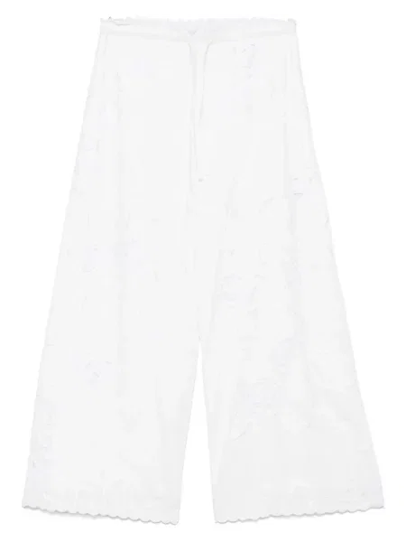 Hlače Bernadette s vezom bijela