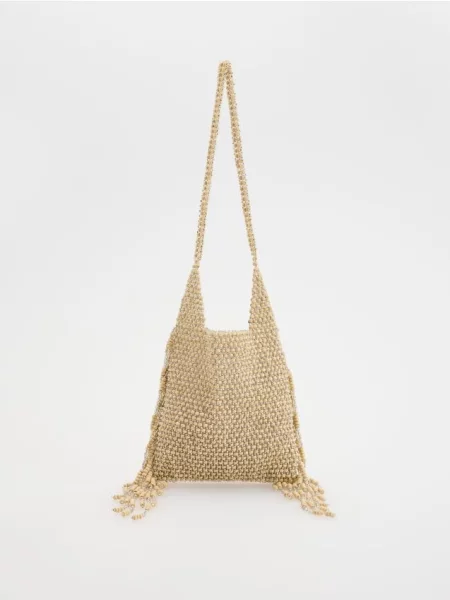 Reserved Сумка на плече з дерев’яних намистин різнобарвний 