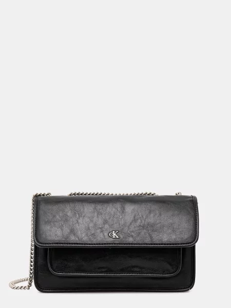 Bag Calvin Klein Jeans Chain Flap Bag Black Universal czarne