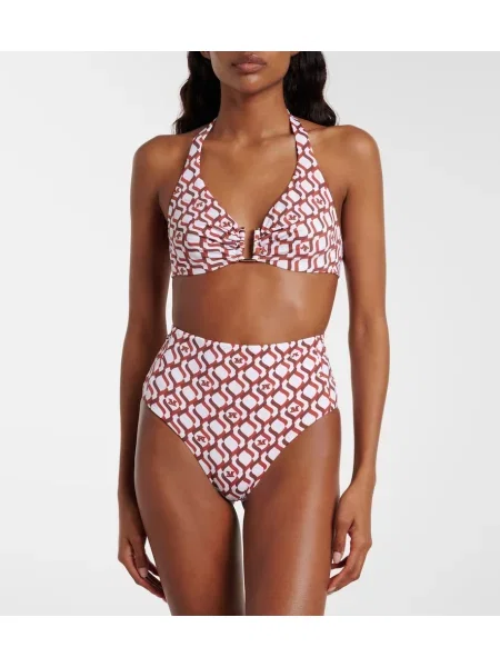 Top Max Mara cu imagine cu gât halter maro