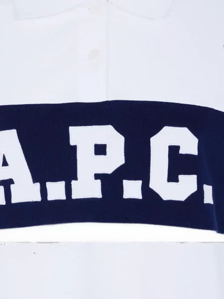 Lung tricou polo A.p.c. cu autograf alb
