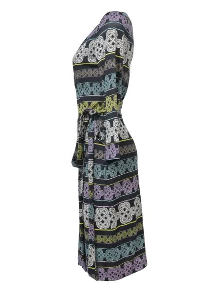 Retro zavinovací šaty Dvf Vintage s potiskem černé