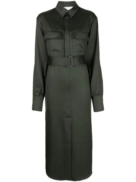 Długa sukienka koszulowa Sa Su Phi wełniana zielona