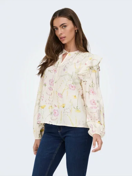 ONLY Bluza ONLJEONA rumena / lila / off-bela bela