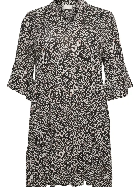 KAFFE CURVE Rochie Marca maro / negru alb