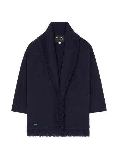 Cardigan Alanui cu franjuri cu rever albastru