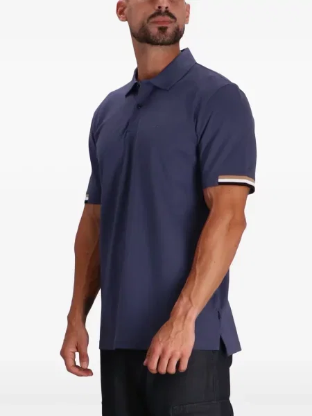 Tricou polo Boss cu autograf albastru
