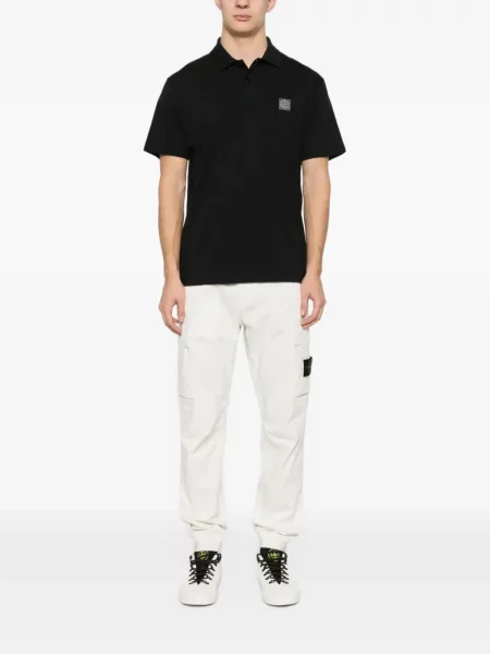 Къс поло тениска Stone Island камъни черно
