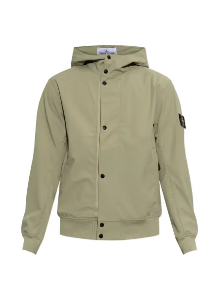 Geacă Stone Island cu glugă cu strasuri verde