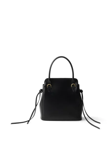 Кожена мини кожена чанта Prada черно