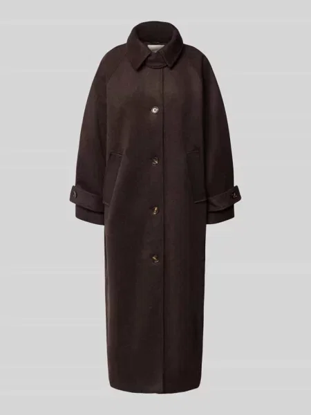 Płaszcz z mieszanki wełny z patkami na rękawach model ‘Keaton’ Neo Noir