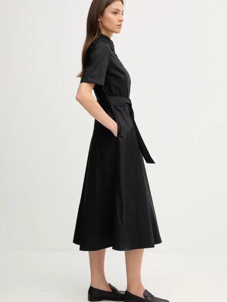 Dkny sukienka midi rozkloszowana czarny