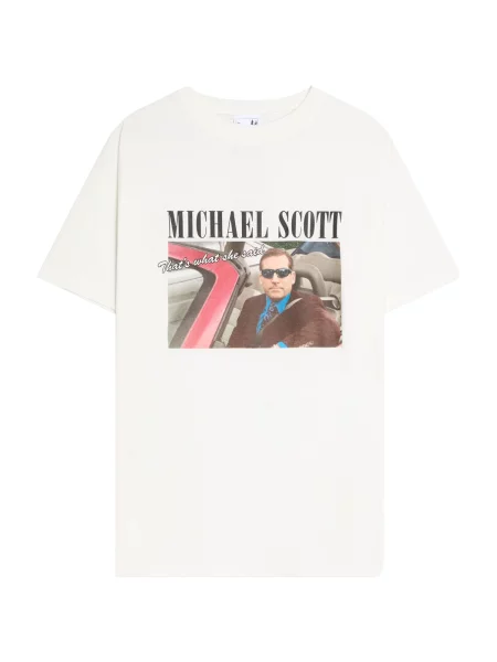 Bershka Majica SCOTT THE OFFI rjava / svetlo rdeča / črna / off-bela bela