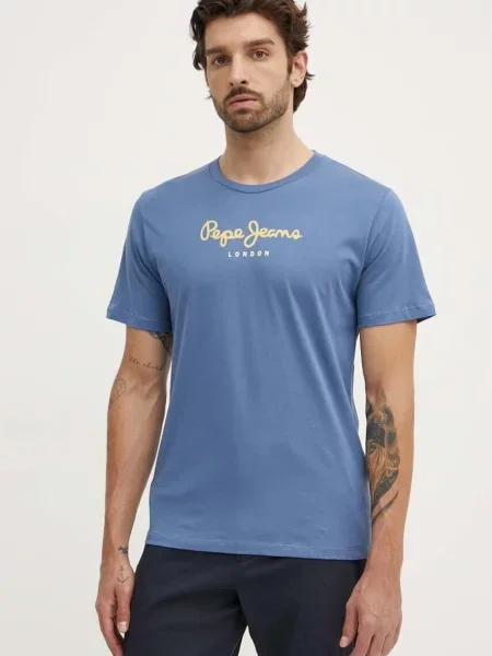 Тениска Pepe Jeans Eggo N с принт синьо
