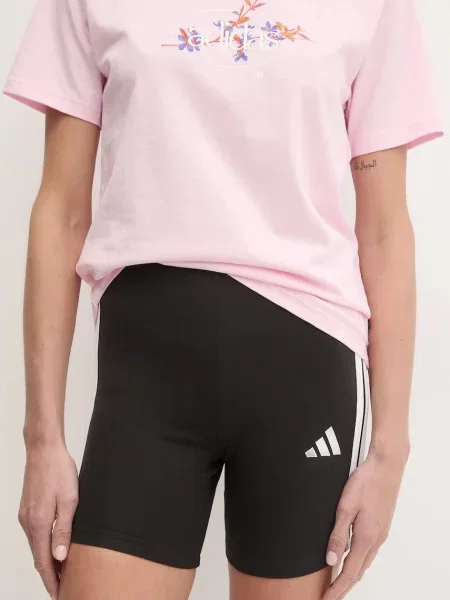 Къси панталони adidas Essentials дамски с апликация с висока талия черно