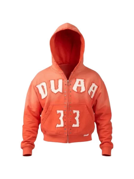 Суичър с качулка Duaa с протрити краища оранжево