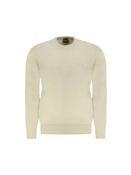 BOSS Orange sweter z domieszką wełny beżowy lekki brązowy