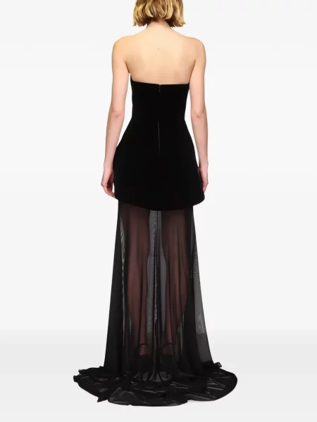 Rochie maxi David Koma plasă fără bretele negru