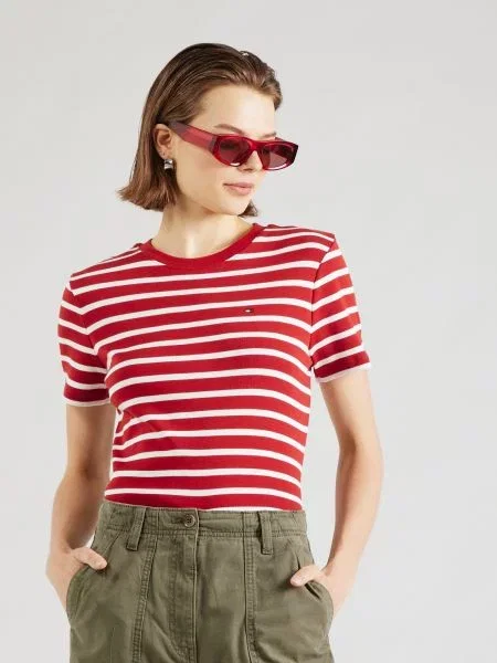 TOMMY HILFIGER Tricou CODY albastru marin / roșu / alb bordo