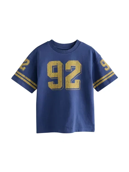 Next Tricou bleumarin / muștar galben