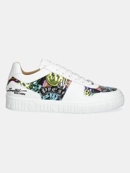 Шкіряні кросівки Philipp Plein Nappa Lo-Top Smile 01 білий
