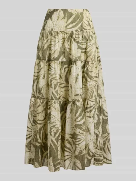 Szeroka spódnica maxi z czystej bawełny Lauren Ralph Lauren oliwkowa