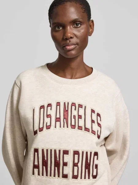 Anine Bing Bluzy Kobieta Szary L Harry Shrunken Sweatshirt beżowa