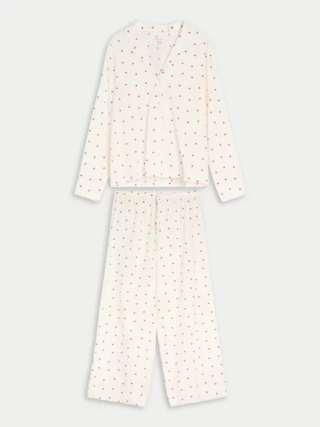 Двокомплектна піжама з домішкою кремовий