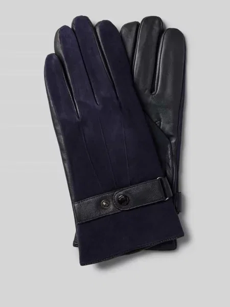Rękawiczki skórzane JOOP! Collection;Czysta skóra owcza;Detal z logo;Patka zapinana na zatrzask;Ozdobne szwy