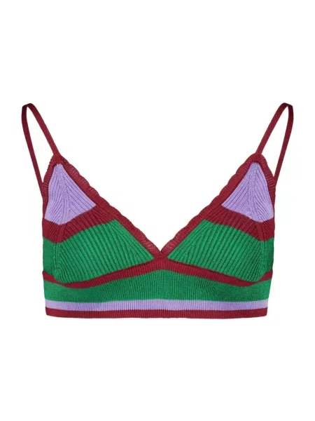 Плетен сутиен Paula на райета зелено