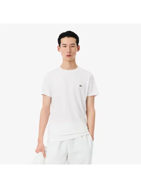 Lacoste T-Shirt Z Okrągłym Dekoltem Z Dżerseju Z Bawełny Pima biała
