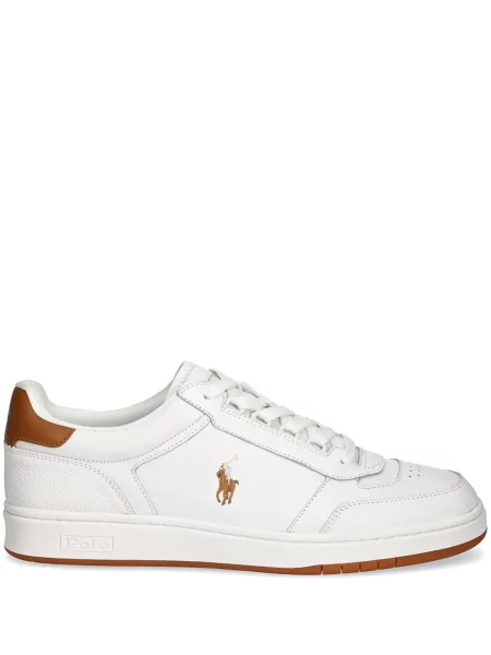 Tricou polo Polo Ralph Lauren cu autograf din piele cu glugă albastru