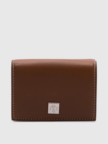 Шкіряне портмоне з логотипом Max Mara коричневе
