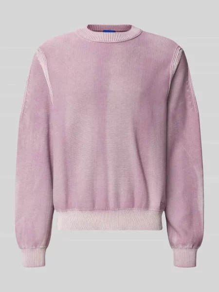 Sweter z dzianiny o kroju regular fit z czystej bawełny model ‘SEBU’ Hugo Blue